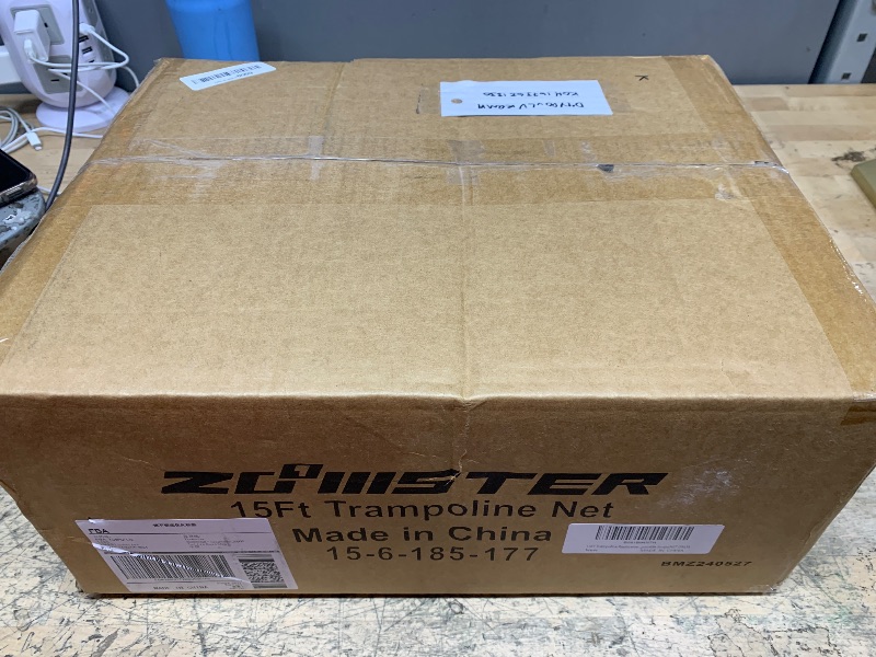 Photo 1 of 15FT Trampoline Replacement Safety Enclosure Net for 6 Straight Poles Round Frame, Breathable and Weather-Resistant with Adjustable Straps(NET ONLY)