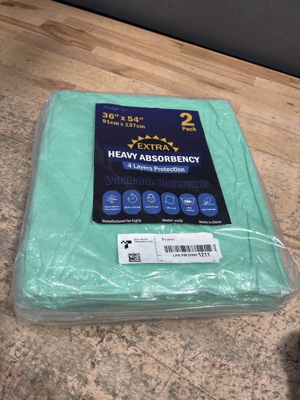 Photo 1 of 2 Pack 36” x 54” Extra Heavy Absorbency Washable Underpads, Waterproof Nursing Pads Incontinence Bed Pads, Reusable Washable Pee Pads for Dogs, Diaper Changing & Adults, Mattress Protector