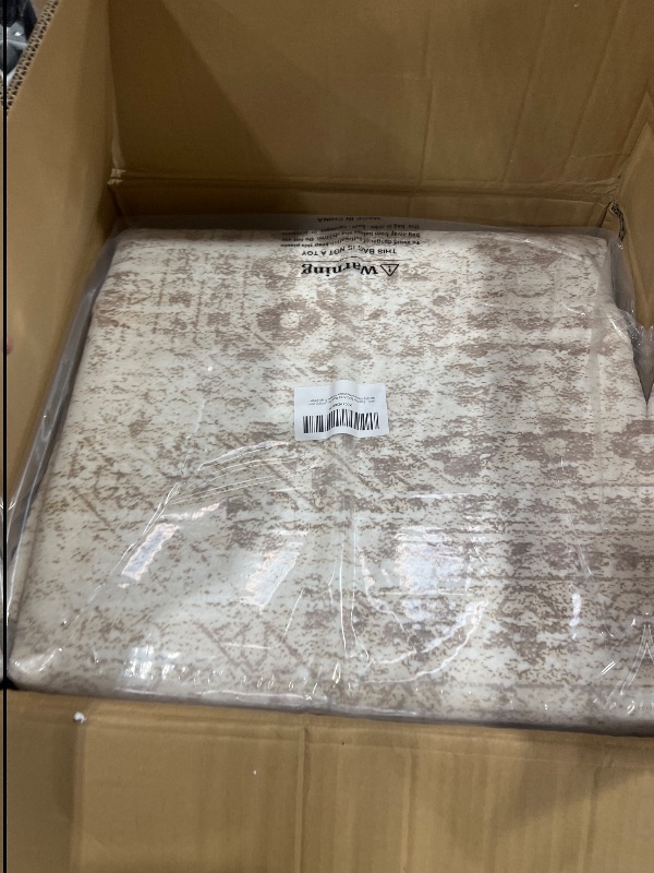 Photo 1 of Soalmost 9x12 Area Rugs for Living Room, Non Slip Machine Washable Vintage Rugs, Low Pile Lightweight Large Rug for Bedroom, Dining Room, Home Office Beige