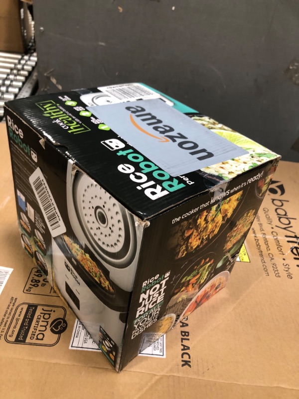 Photo 1 of Rice Robot Personal Rice Cooker, PFAS-free, Nonstick. 1 Quart Capacity, with Stainless Steel Steamer Tray, Measuring Cups, Recipe Book with 60 Recipes, and Serving Spoon, As Seen On TV