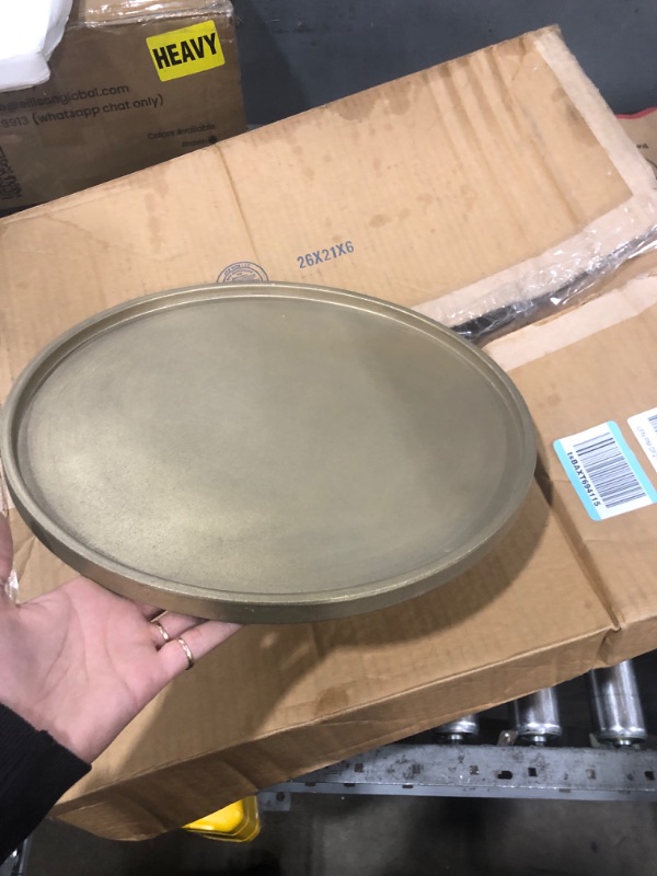 Photo 1 of DN DECONATION Gold Tray, Large Decorative Trays for Coffee Table, Ottoman, Farmhouse Tray, Round Wooden Trays for Living Room Decor