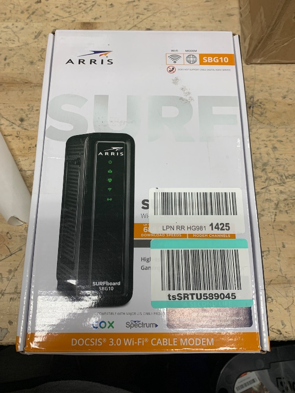 Photo 1 of ARRIS (SBG10) - Cable Modem Router Combo - Fast DOCSIS 3.0 16 x 4 Gigabit & AC1600 WiFi, For Comcast Xfinity, Cox, Spectrum, 400 Mbps Max Internet Speeds