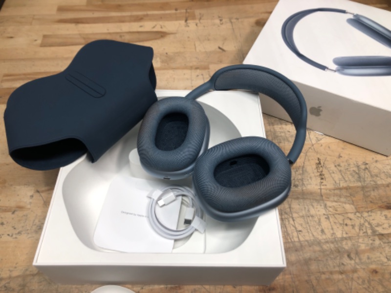 Photo 1 of Apple AirPods Max Wireless Over-Ear Headphones, Pro-Level Active Noise Cancellation, Transparency Mode, Personalized Spatial Audio, USB-C Charging, Bluetooth Headphones for iPhone - Blue