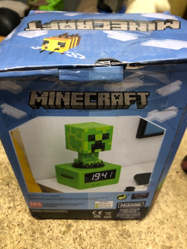 Photo 1 of Paladone Minecraft Creeper Icon Alarm Clock - Creeper Glow Mode - Battery Powered - Kids Alarm Clock for Boys