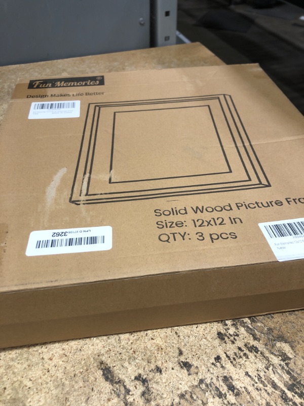 Photo 1 of 12x12 Picture Frame, Square 12 x 12 Frames Made of Solid Wood with Plexiglass, 12x12 Frame Matted to 8x8, Set of 3 12x12 Frames Wall Gallery Frames, Carbonized Brown Color