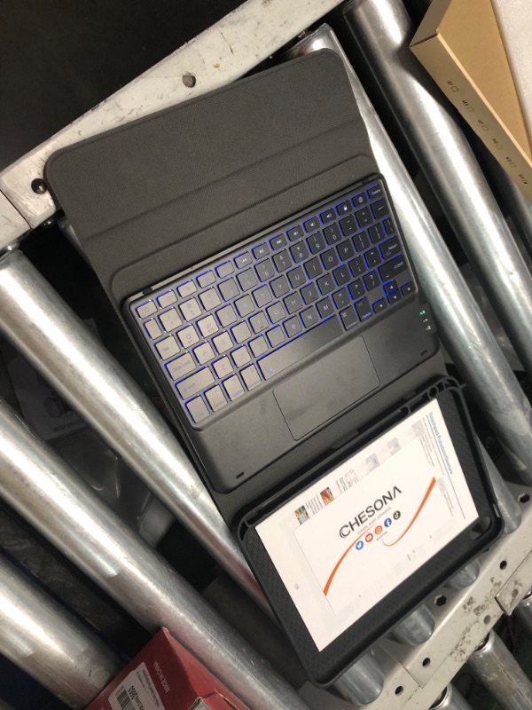 Photo 1 of ***USED - POWERS ON - UNABLE TO TEST FURTHER - SEE PICTURES***
CHESONA For iPad 10th Generation Case with Keyboard (10.9", 2022), 7 Color Backlight, Multi-Touch Trackpad, Flip Stand Case with Pencil Holder, 2 Bluetooth Channels for iPad 10th 10.9 inch 202