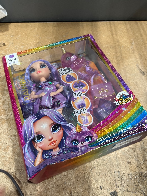 Photo 2 of Rainbow High Fashion Doll with Slime & Pet - Violet (Purple) - 28 cm Shimmer Doll with Sparkle Slime, Magical Pet and Fashion Accessories - Kids Toy - Great for Ages 4-12 Years