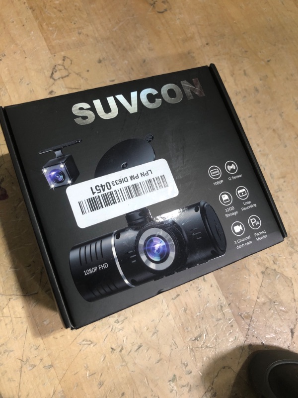 Photo 1 of SUVCON Dash Cam Front and Rear Inside, 3 Channel Dash Camera for Cars, 1080P Car Dash Cam, Triple Dash Cam, Dash Camera with 32GB Card, Loop Recording, HDR, G-Sensor, 24Hr Parking