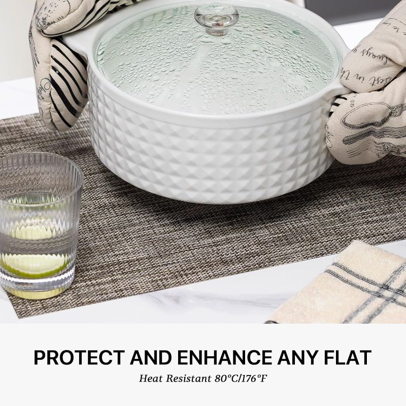 Photo 1 of 
LEXMORE Placemats Set of 8 Vinyl/Plastic Woven Place Mats for Kitchen Table Indoor/Outdoor Washable Placemat Wipeable Dining Table Mats(Cappuccino)