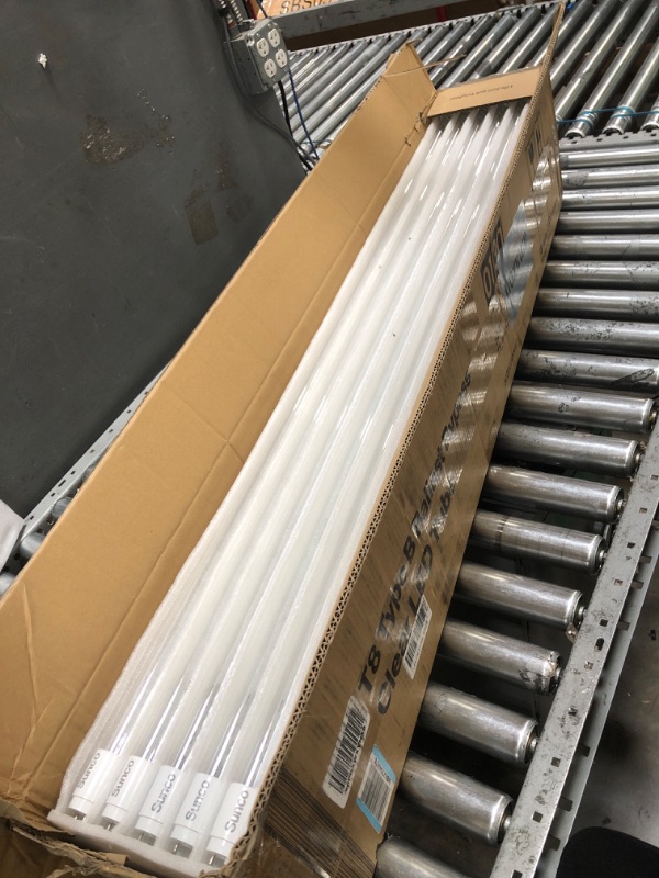 Photo 1 of Sunco 30 Pack T8 LED Tubes 4FT Fluorescent Replacement, 48 Inch, 18W, 2200LM, 6000K Daylight Deluxe, Single Ended Power, Type B, Clear Lens UL