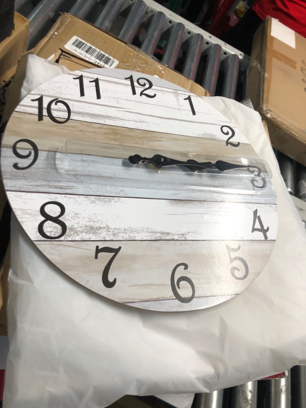 Photo 1 of ***(PARTS ONLY/ NON FUNCTIONAL/ NO RETURNS OR REFUNDS)***
CHYLIN Wall Clock 12 Inch Bathroom Clock, Rustic Wall Clocks Battery Operated, Silent Non Ticking Wooden Coastal Beach Clock for Kitchen, Living Room, Bedroom (White)