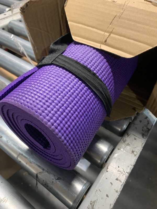 Photo 1 of **Minor Damage**
Fitvids All-Purpose 1/4-Inch High Density Anti-Tear Exercise Yoga Mat with Carrying Strap, Purple