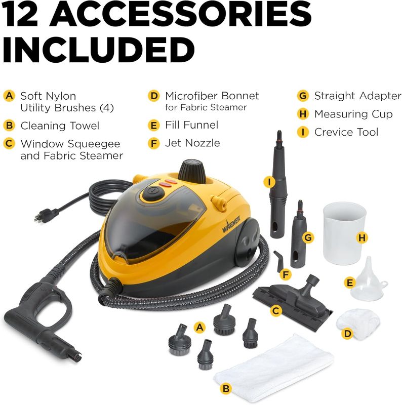 Photo 1 of (PARTS) Wagner Spraytech C900054 905e AutoRight Multi-Purpose Steam Cleaner, 12 Accessories Included, Power Steamer for cleaning, Color May Vary
