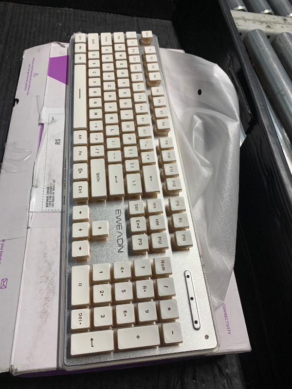 Photo 1 of EWEADN V3 Wireless Keyboard and Mouse with Single Backlit, Metal Panel, Bluetooth/2.4G Rechargeable Computer Keyboard and Mouse Combo Silent Light up Full Size Cute Keyboards-White