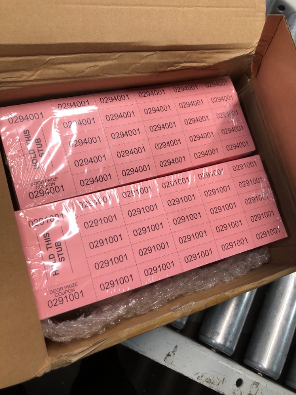 Photo 1 of Kosiz 1000 Sheets 25 Bid Raffle Ticket Numbers Auction Tickets Chinese Auction Ticket Sheets Basket Auction Silent Auction for Events Church (Pink)