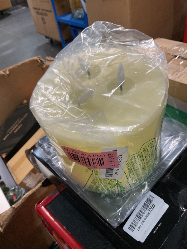 Photo 1 of Amagic 6"x6" Extra Large Flameless Candles with 3 Wicks, Battery Operated Candles with Remote Control and Timers, 6 inch Diameter LED Pillar Candles, Real Wax, Ivory