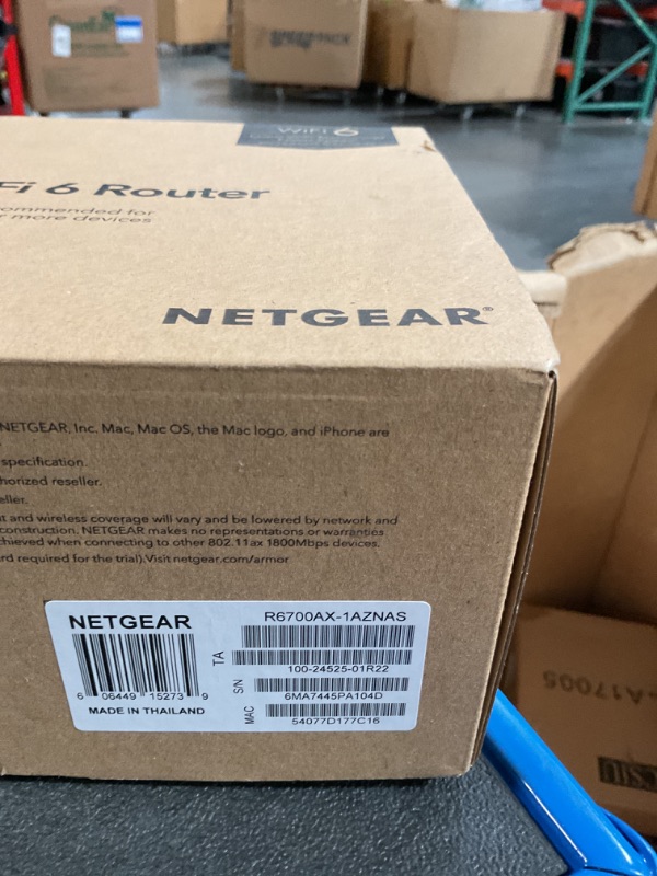 Photo 1 of NETGEAR 4-Stream WiFi 6 Router (R6700AX) – Security Features, AX1800 Wireless Speed (Up to 1.8 Gbps), Covers up to 1,500 sq. ft., 20 devices