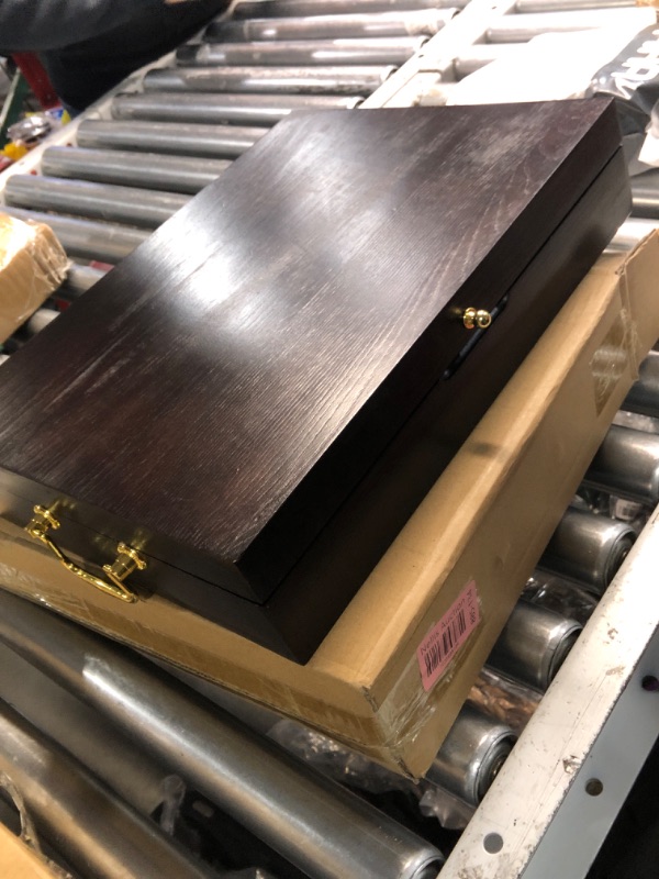 Photo 1 of GENRICE Wooden Silverware Chest without Silverware, Silverware Box Storage for Silver, Silverware Case with Handle and Felt Lined, Flatware Chest for 12 sets of Utensils