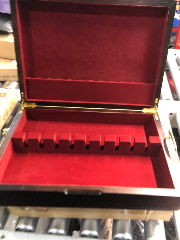 Photo 1 of GENRICE Wooden Silverware Chest without Silverware, Silverware Box Storage for Silver, Silverware Case with Handle and Felt Lined, Flatware Chest for 12 sets of Utensils