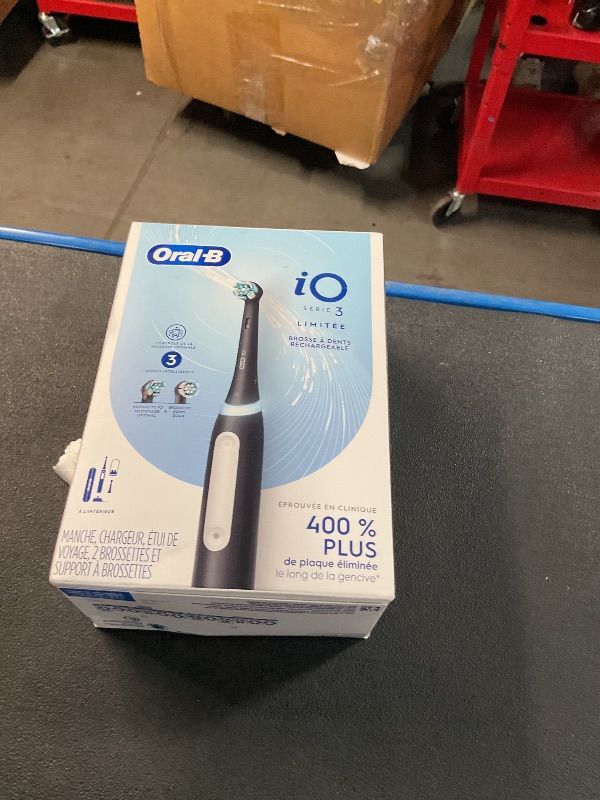 Photo 1 of Oral-B iO Deep Clean Rechargeable Electric Powered Toothbrush, Black with iO Series 3 Limited, 2 Brush Heads and Travel Case - Pressure Sensor to Protect Gums - 3 Cleaning Settings - 2 Minute Timer