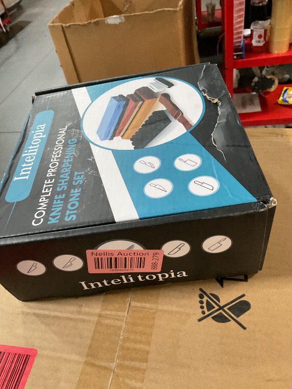 Photo 1 of Intelitopia Complete Knife Sharpening Stone Set – Dual Grit Whetstone 400/1000 3000/8000 Knife Sharpener with Leather Strop, Flattening Stone, Bamboo Base, 3 Non-slip Rubber Bases & Angle Guide