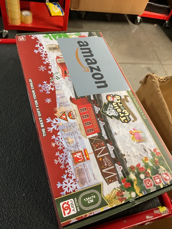Photo 1 of JUQU Train Set, Christmas Train Set for Around The Tree w/Lights & Xmas Sounds, Christmas Tree Train Toys, Electric Toy Train Set for Boys, Toddler Model Train Gifts for 3 4 5 6 7 8+ Years Old Kids