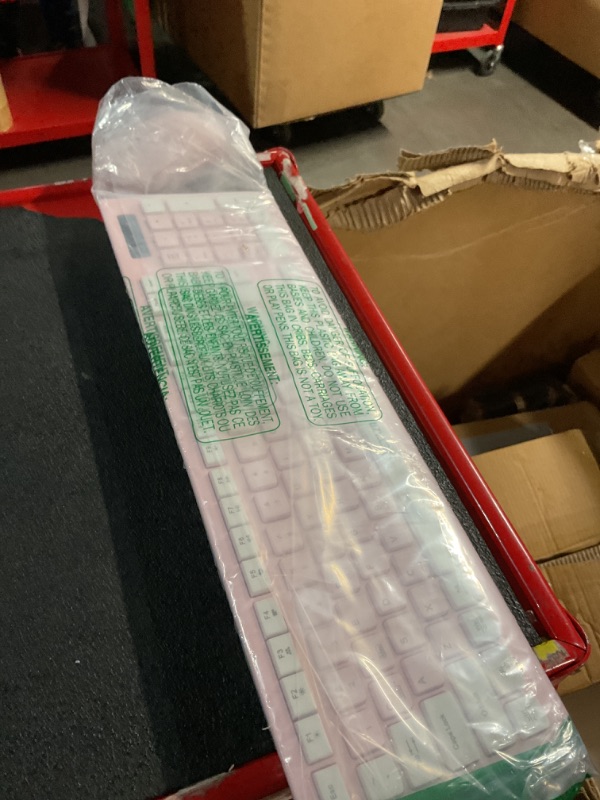 Photo 1 of Wireless Keyboard and Mouse Combo, Reccazr 2.4G Full-Sized Keyboard and Mouse Cordless, 3 DPI Adjustable Mouse, Dual-System Keyboard for Computer/Laptop/Windows/Mac (Pink & White)