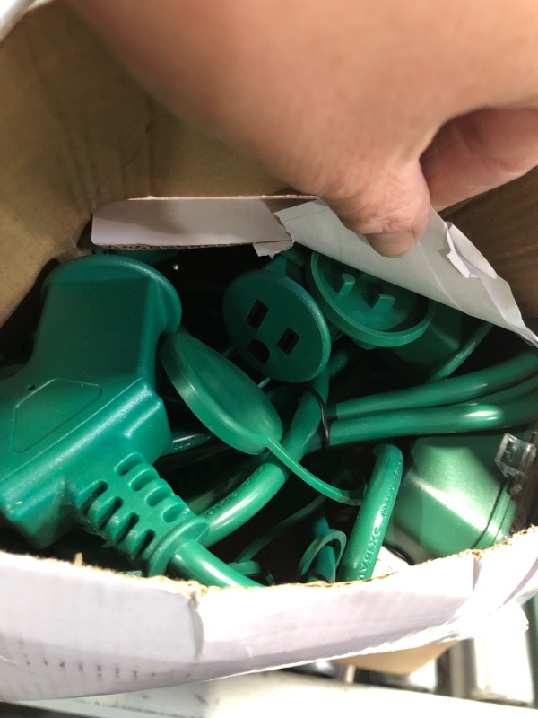 Photo 1 of 40 Ft Extension Cord Outdoor with Outlet Timer, 1 to 3 Splitter Extension Cord with Multiple Outlets 16/3 SJTW Green Split Extension Cable with Weatherproof Covers for Holiday Christmas Lights