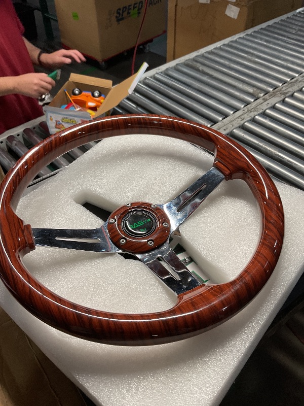 Photo 1 of RASTP 13.5 Inch Wood Grain Boat Steering Wheel with 3/4“ Axle Marine Steering Wheel Adapter for Most Marine boats,Vessels,Yachts,Pontoons