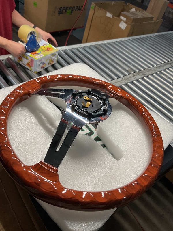 Photo 1 of RASTP 13.5 Inch Wood Grain Boat Steering Wheel with 3/4“ Axle Marine Steering Wheel Adapter for Most Marine boats,Vessels,Yachts,Pontoons