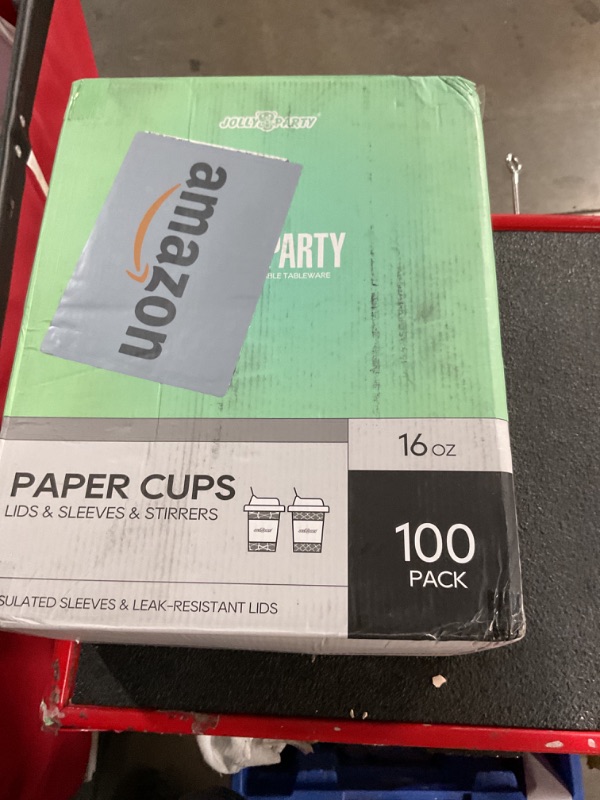 Photo 2 of [100 Sets] 16 oz Paper Coffee Cups, Disposable Coffee Cups with Lids, Sleeves and Straws, Hot Cold Beverage Drinking Cup for Water, Coffee or Tea, To-Go Coffee Cups Suitable for Office and Travel