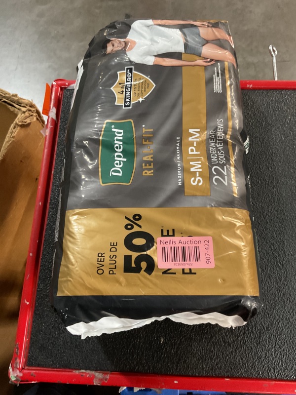 Photo 1 of Depend Real Fit Incontinence Underwear for Men, Disposable, Maximum Absorbency, Small/Medium, Grey, 22 Count, Packaging May Vary