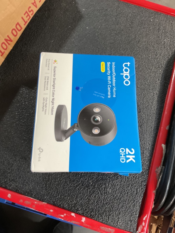 Photo 1 of Tapo by TP-Link 2K QHD Security Camera Indoor/Outdoor, Color Night Vision, Free Person/Pet/Vehicle Detection, Baby Monitor, Local/Cloud Storage, IP66, Dual-Spotlight, Black(C121)