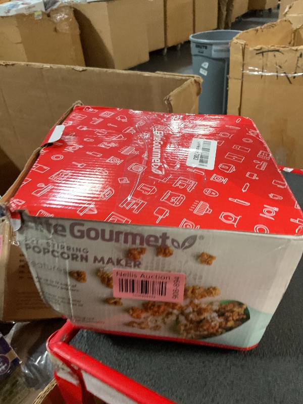 Photo 1 of Elite Gourmet EPM330R Automatic Stirring 12-cup Popcorn Maker Popper, Hot Oil Popcorn Machine w/Measuring Cap & Built-in Reversible Serving Bowl, Great for Home Party Kids, Safety ETL Approved, Red