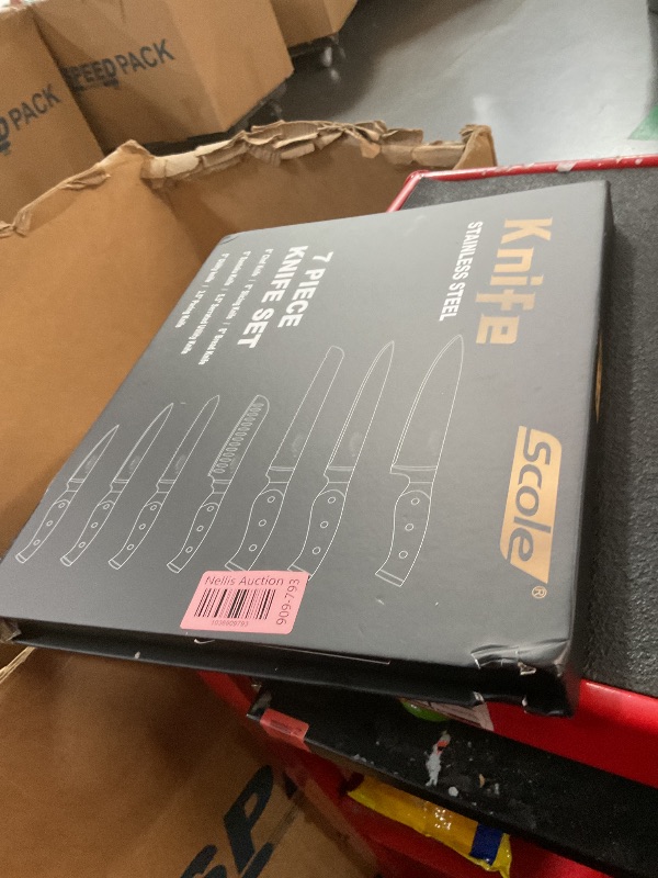 Photo 1 of SCOLE® Chef Knife Ultra Sharp Kitchen Knife Set 7-Piece, Premium German 1.4116 Stainless Steel Chefs Knife Set, Ergonomic Handle Professional Knives Set for Kitchen with Gift Box