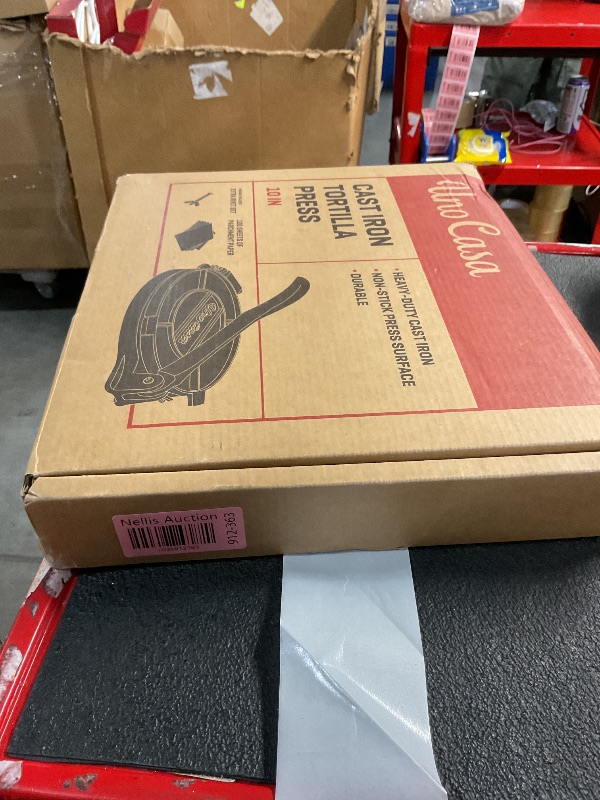 Photo 1 of (Missing screws for handle) Uno Casa Cast Iron Tortilla Press 10 Inch - Tortilla Maker Press, Pre-Seasoned Roti Maker with 100 Pcs Parchment Paper - Heavy Duty Quesadilla Maker for Homemade Flatbreads, Rotis, Empanadas