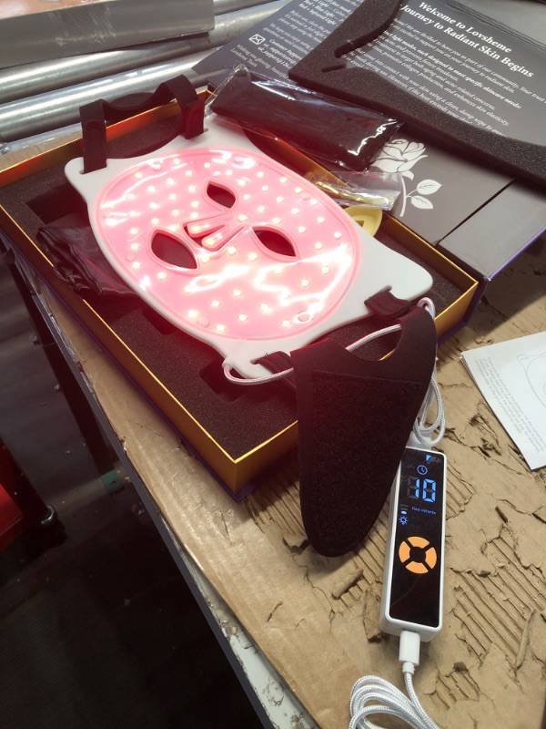 Photo 1 of Lovsheme Red Light Therapy for Face, LED Face Mask Light Therapy, Red Light Therapy Mask for Acne, Wrinkles and Skin Rejuvenation, 320 LEDS, 3 Modes, 10-Min Auto Off, Eye Protection Included