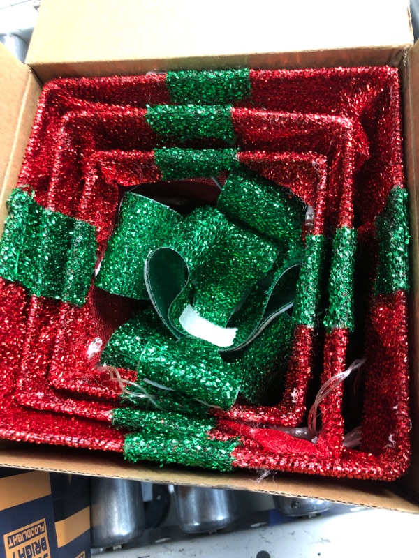 Photo 1 of ***(STOCK PHOTO FOR REFERENCE ONLY)***
MorTime Set of 3 LED Gift Boxes Christmas Boxes with Green Bows, Lighted Red Boxes with 60 LED Light String for Christmas Indoor Outdoor Home Yard Party Decoration