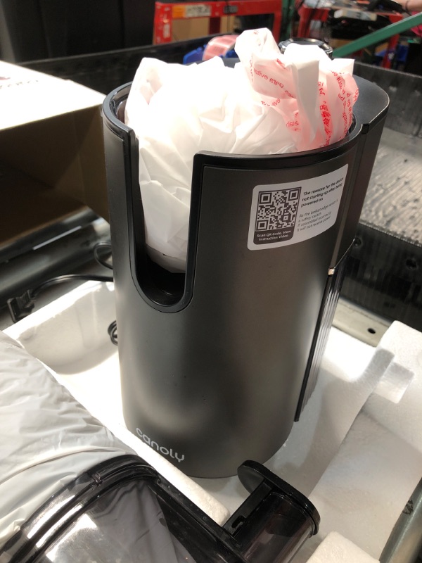 Photo 1 of Cold Press Juicer, 5.82" Wide Feed Chute Juicers with 350w Power Motor, Slow Masticating Juicer Machine with High Juice Yield for Whole Vegetables & Fruits, Easy to Clean, Black Gray