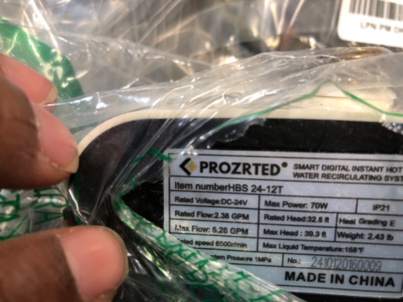 Photo 1 of PROZRTED Digital Smart Instant Hot Water Recirculating Pump Kit with Built-in Thermostat Timer Digital Screen Under Sink Recirculation Pump System Extremely Quiet HBS24-12T