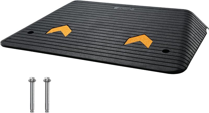 View 1 of VEVOR Car Driveway Rubber Curb Ramps Heavy Duty 33069lbs Capacity Threshold Ramp 2.6 Inch High Cable Cover Curbside Bridge Ramp for Loading Dock Garage Sidewalk (1-Channel, 1Pack-Curb Ramp)
