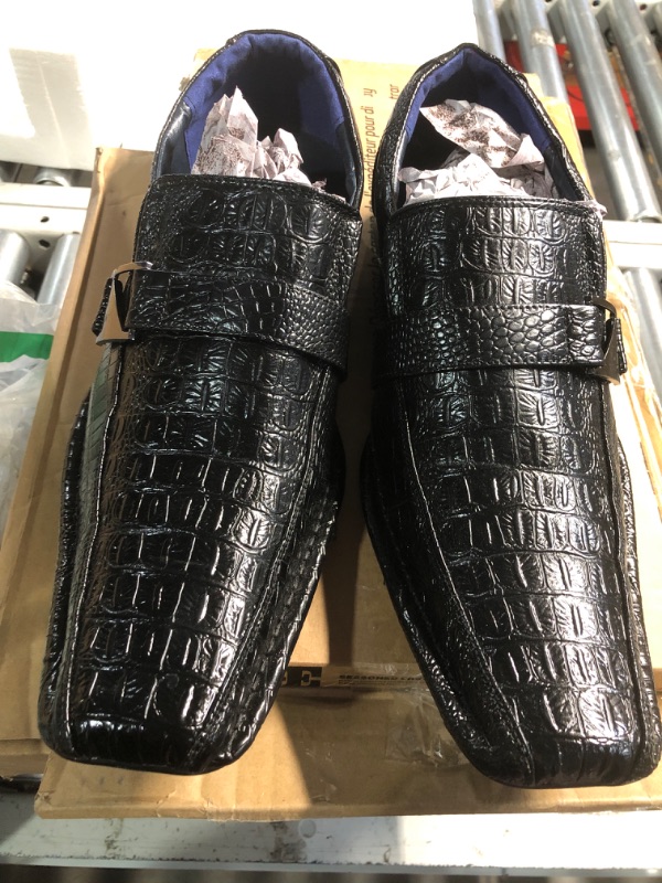 Photo 1 of ***(HEAVILY USED)***
Enzo Romeo Santcro Men's Dress Crocodile Print Loafers Elastic Slip on with Buckle Fashion Shoes Runs Half Size Big (12, Black)