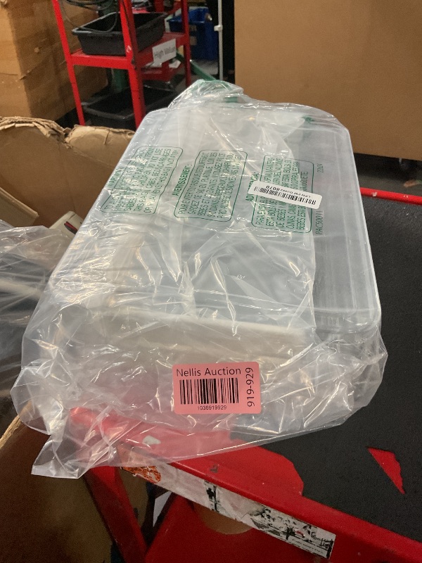Photo 1 of **DAMAGED, 1 LID IS CRACKED AND 1 TOTE IS SCRAPPED DOWN THE SIDE**
 2 PCS Portable Project Case with Snap-Tight Latch, Plastic Storage Bins, Project Case for Drawers, Clear Stackable File Box for Organizing Letters, Documents, Art Supplies(COLOR:transpare