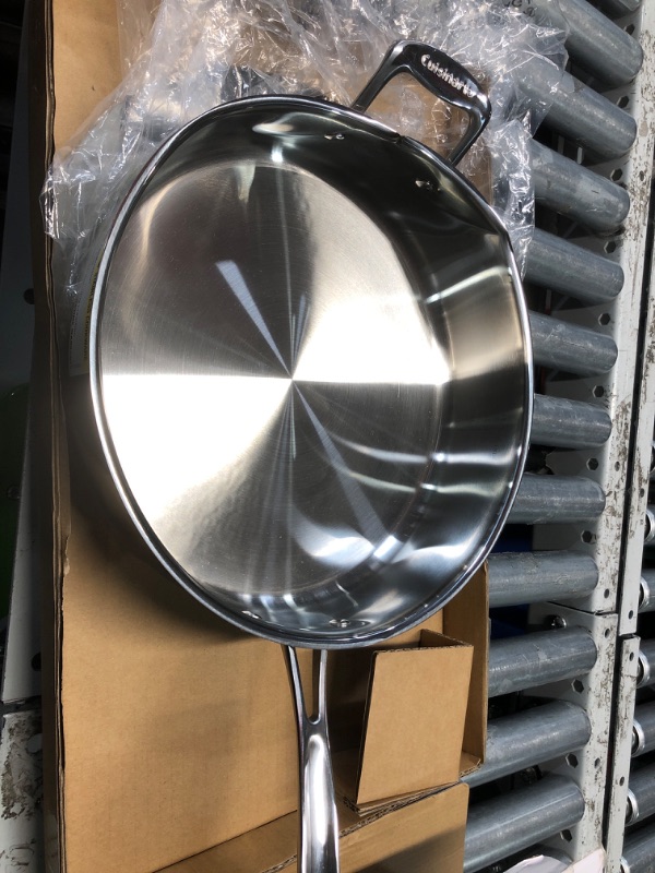 Photo 1 of **EDGE IS DENTED IN** Cuisinart Stainless Steel, 5.5 Quart Sauté Pan w/ Cover, Helper Handle, Chef's Classic, 733-30H