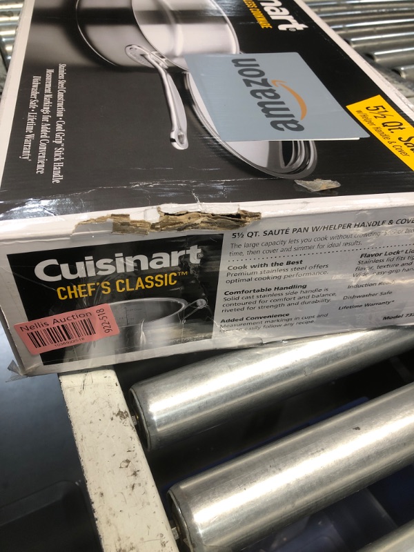 Photo 1 of **EDGE IS DENTED IN** Cuisinart Stainless Steel, 5.5 Quart Sauté Pan w/ Cover, Helper Handle, Chef's Classic, 733-30H