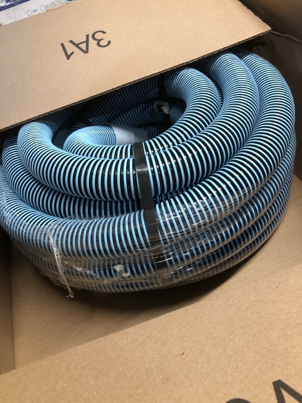 Photo 1 of (FAIR) Swimming Pool Vacuum Hose 1-1/2" x 50-Ft, Swivel Cuff Kinkproof Design, Made in USA, Connects to Vacuum Head, Skimmer, Filter Pump for Cleaning In Ground and Above Ground Pools