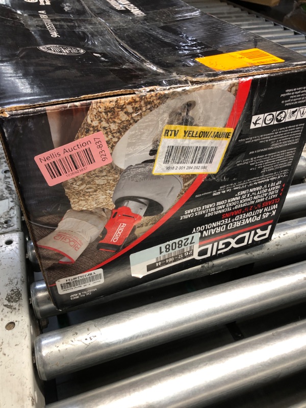Photo 1 of ***USED - POWERS ON - UNABLE TO TEST FURTHER***
Ridgid K-45AF-5 Drain Cleaning Autofeed Snake Auger Machine with C-1 5/16 in. x 25 ft. Inner Core Cable