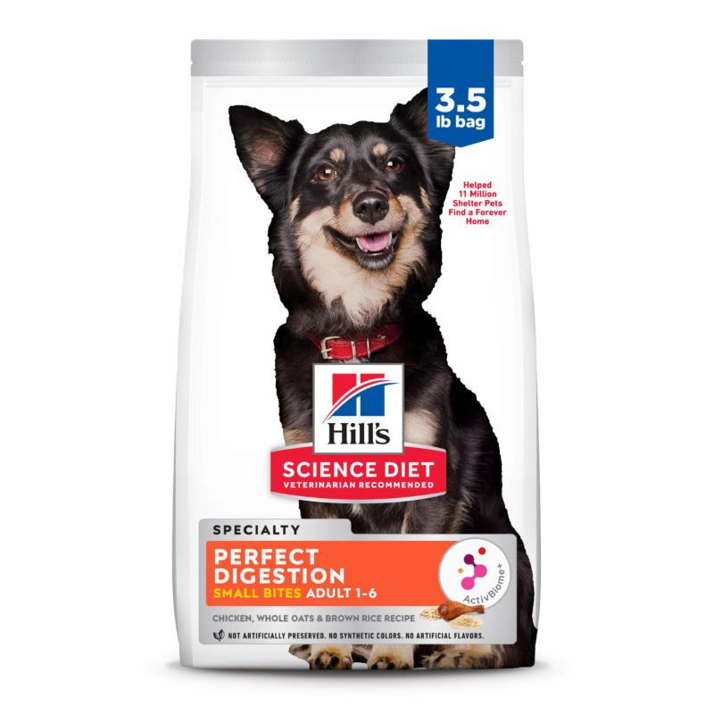 Photo 1 of ***(EXP: )NONREFUNDABLE*** 01/2026 Hill's Science Diet Perfect Digestion, Adult 1-6, Digestive Support, Small Kibble, Dry Dog Food, Chicken, Brown Rice, & Whole Oats, 3.5 lb Bag 4 pack 