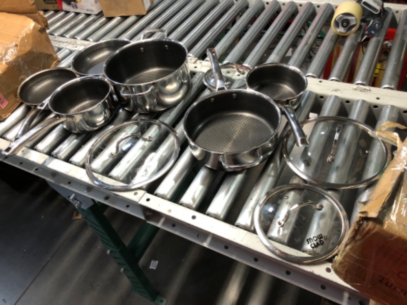 Photo 1 of ***HEAVILY USED - SEE COMMENTS***
SNOWCLAD Pots and Pans Set Non Stick, 10 Pcs Hybrid Stainless Steel Cookware Sets, Non Stick Frying Pans, Saucepans, Saute Pan & Stock Pot, PFOA Free Kitchen Skillet,Induction Compatible
