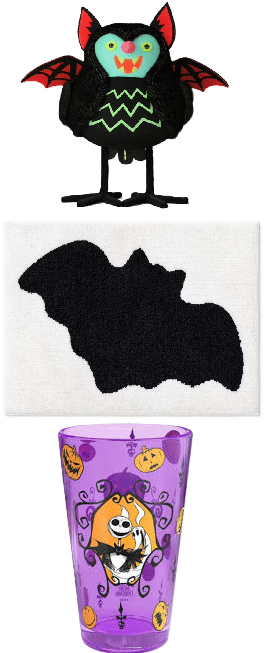 Photo 1 of 3 Item Seasonal & Party Supplies Bundle | 'Batrick' Halloween Decorative Figurine + Halloween Bat Bath Rug Cream + Jack Skellington Glass 16 oz.